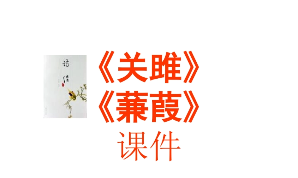《诗经》两首《关雎》《蒹葭》课件(陈远超2011-10-20)