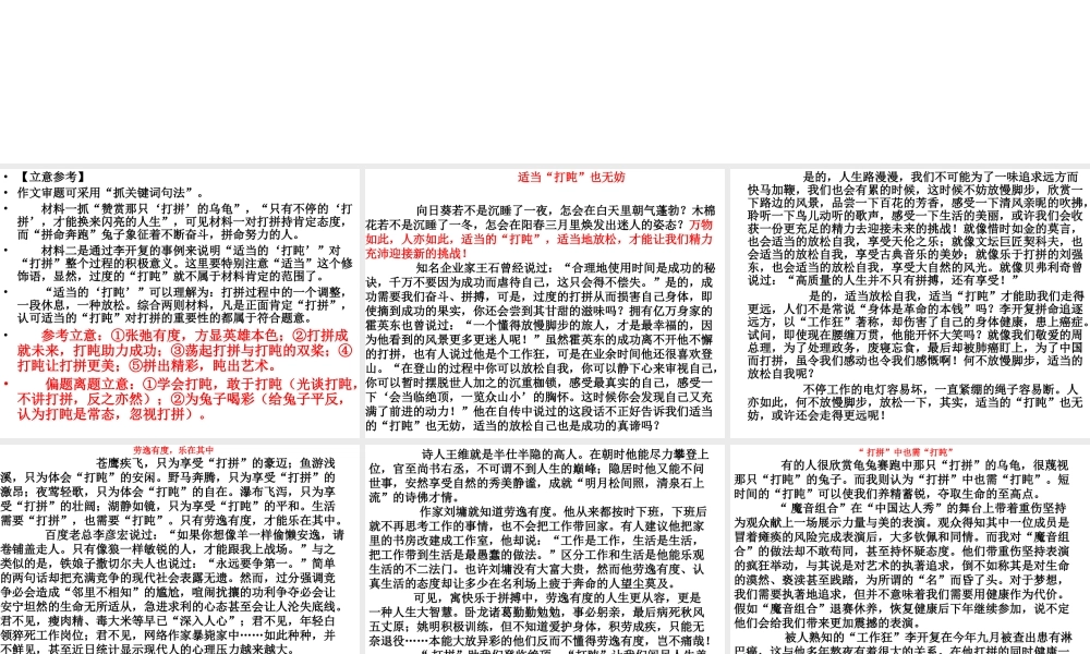 作文讲解（打拼成就未来，打盹助力成功）