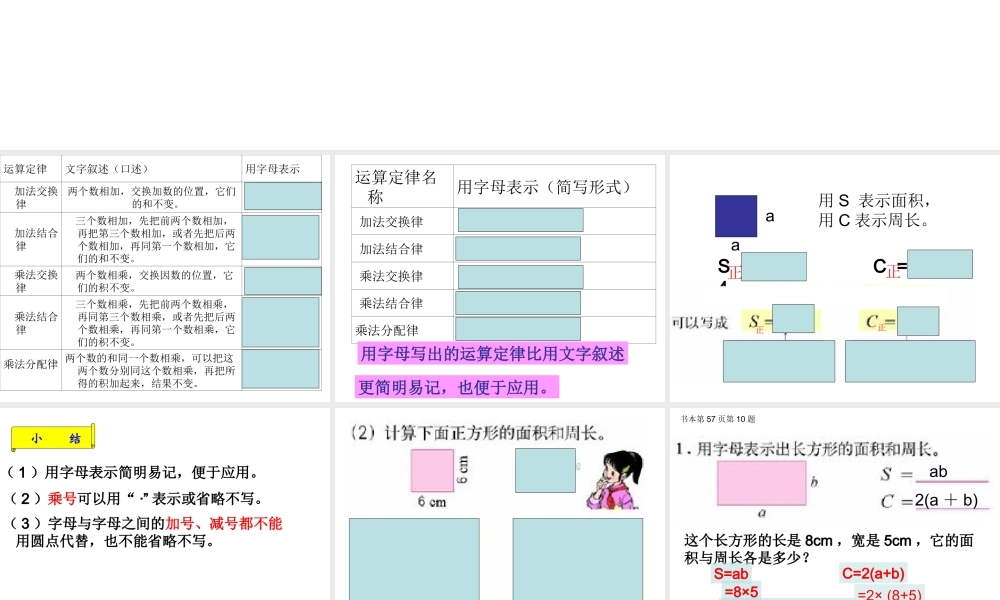 五年级上册用字母表示定律和公式例3
