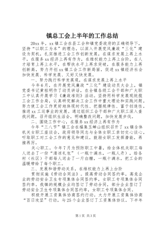 镇总工会上半年的工作总结