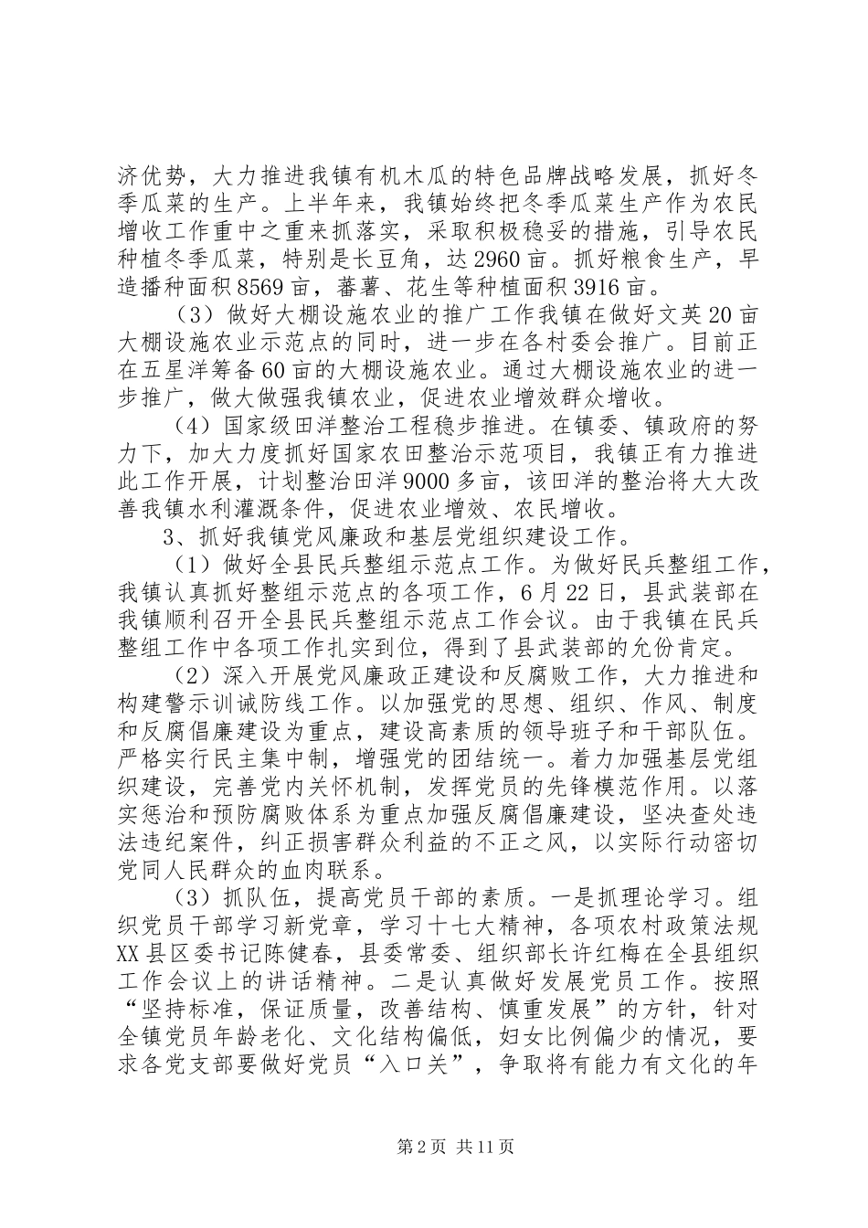 乡镇政府XX年上半年工作总结(精选多篇)_第2页