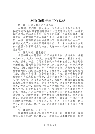 村官助理半年工作总结