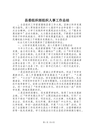 县委组织部组织人事工作总结