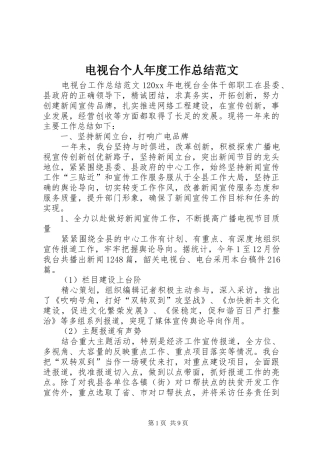 电视台个人年度工作总结范文