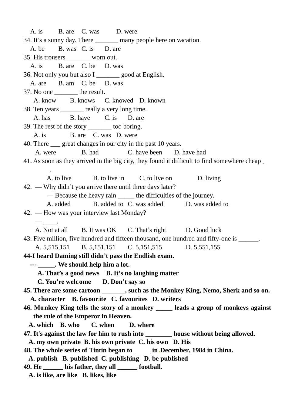 初三英语单选专练_第3页