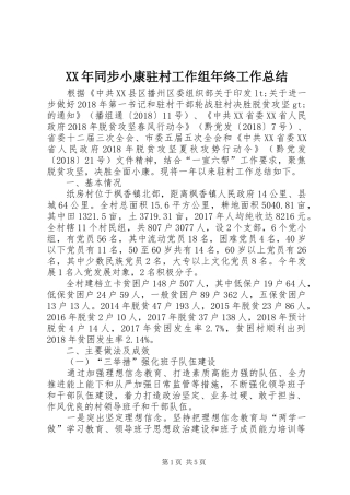 XX年同步小康驻村工作组年终工作总结
