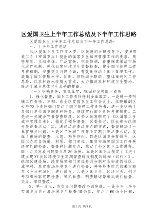 区爱国卫生上半年工作总结及下半年工作思路_1