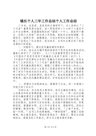 镇长个人三年工作总结个人工作总结_1