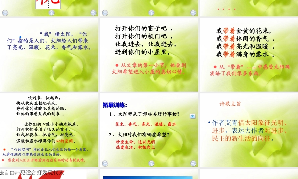 《太阳的话》《白桦》课件