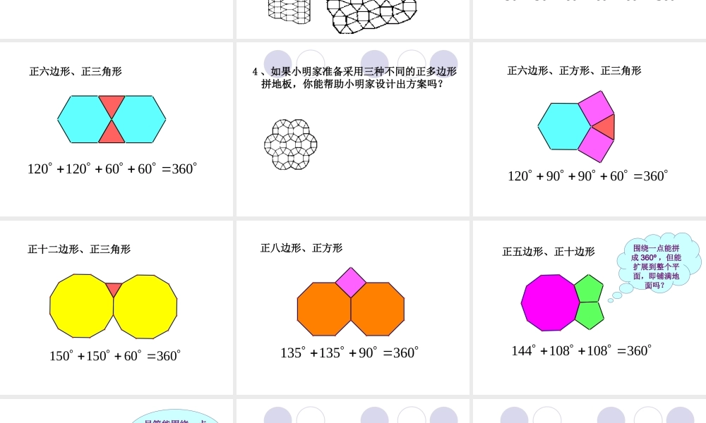 用多种正多边形拼地板