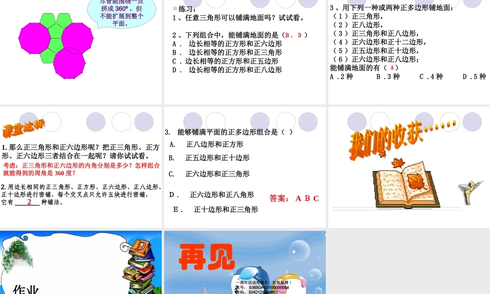 用多种正多边形拼地板