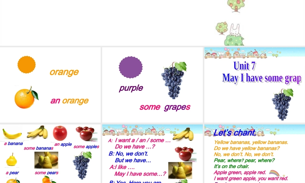 三年级下册Unit7MayIhavesomegrapes