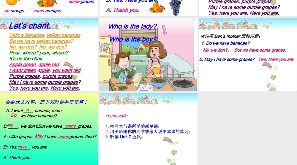 三年级下册Unit7MayIhavesomegrapes
