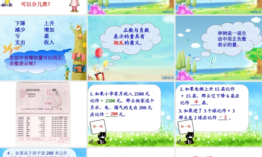 北师大版数学四年级上册《正负数》课件(1)