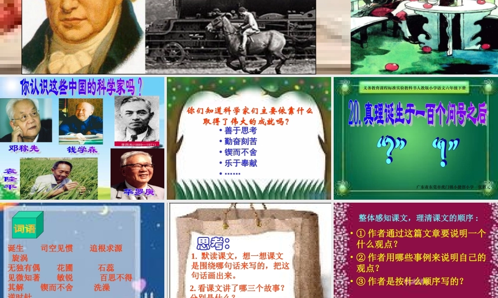 《真理诞生于一百个问号以后》课件