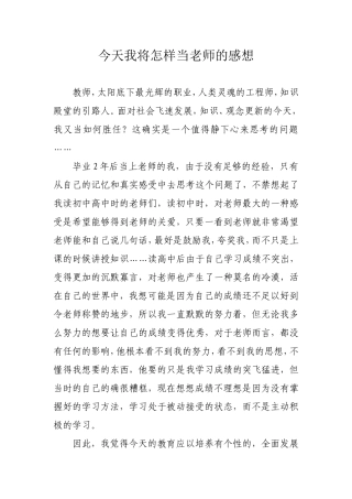 今天我将怎样当老师