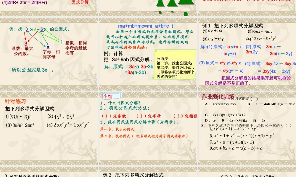 因式分解因式分解概念及其提公因式法因式分解