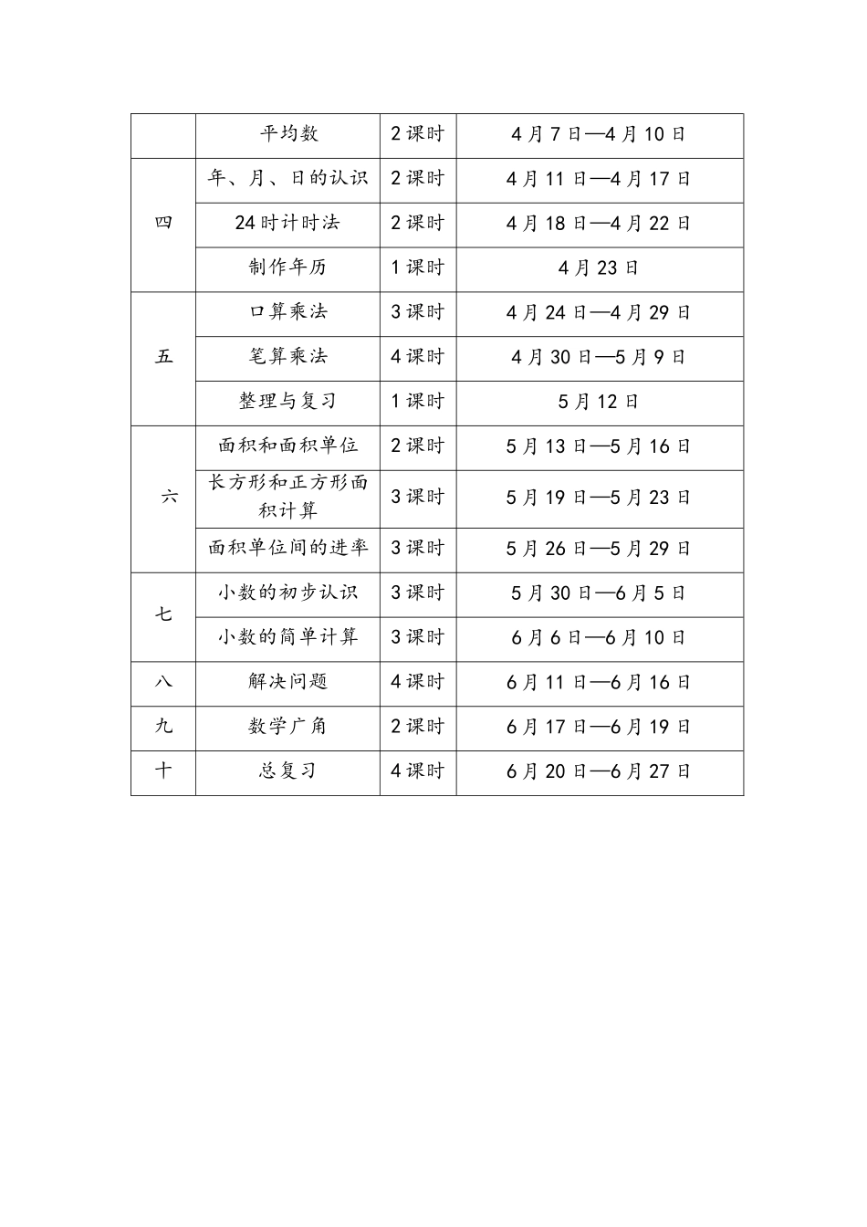 三年级数学下教学计划——谢丹军_第3页