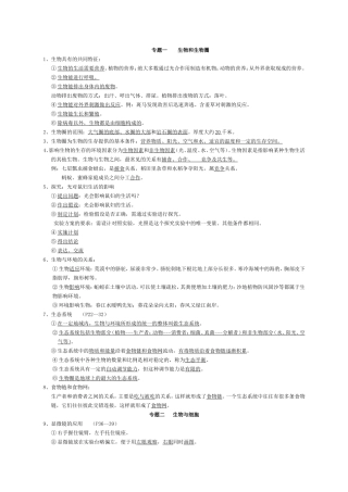初中生物会考复习提纲(人教版）