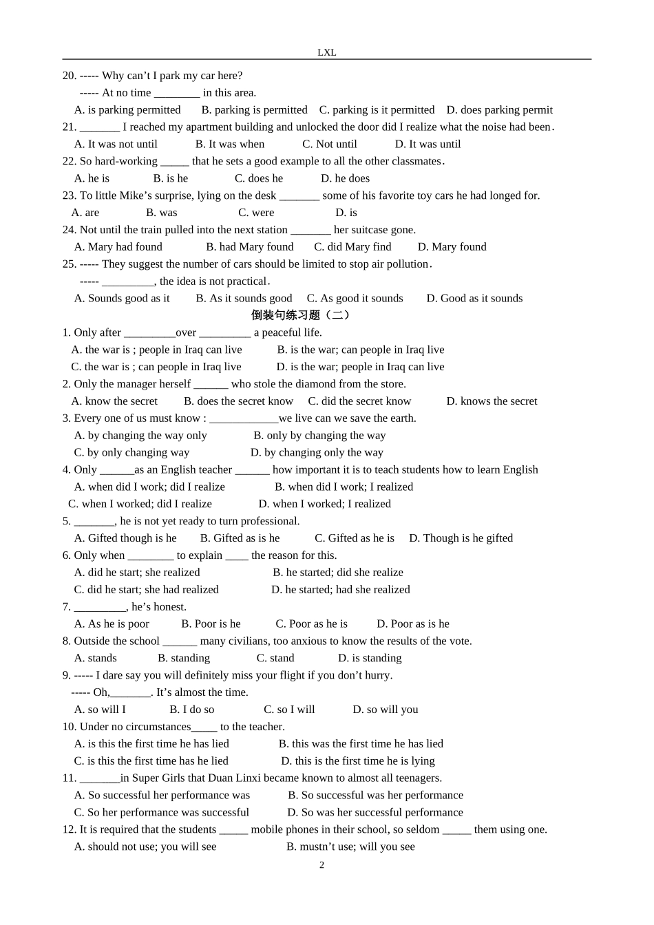 倒装句练习题1学生版_第2页