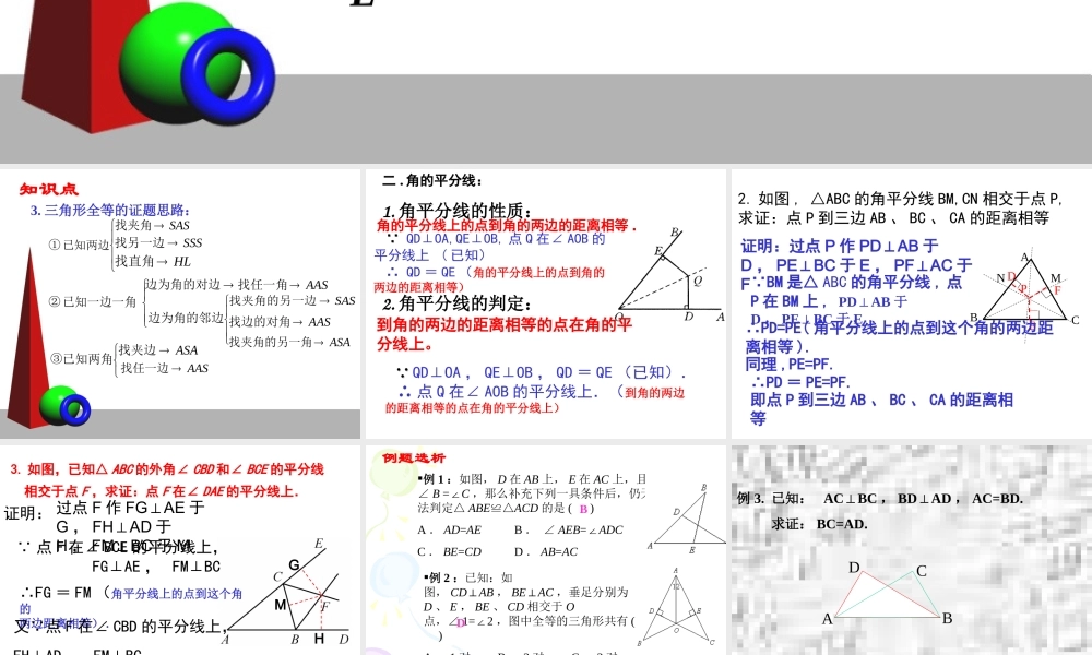 八年级数学上册全等三角形总复习课件人教版