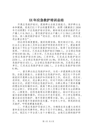 XX年应急救护培训总结