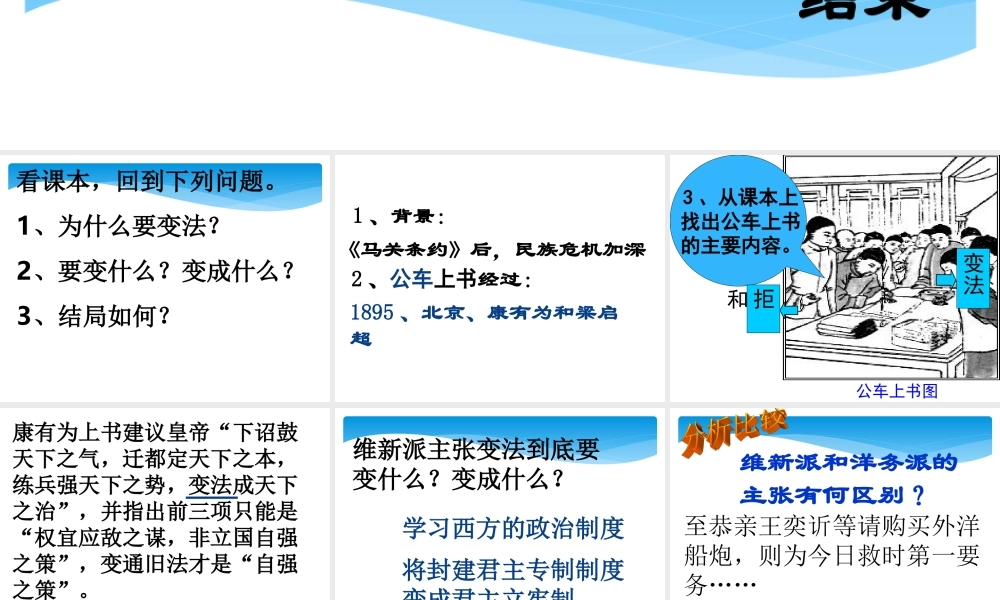 初中二年级历史上册第二单元近代化的艰难起步第7课维新变法运动第二课时课件