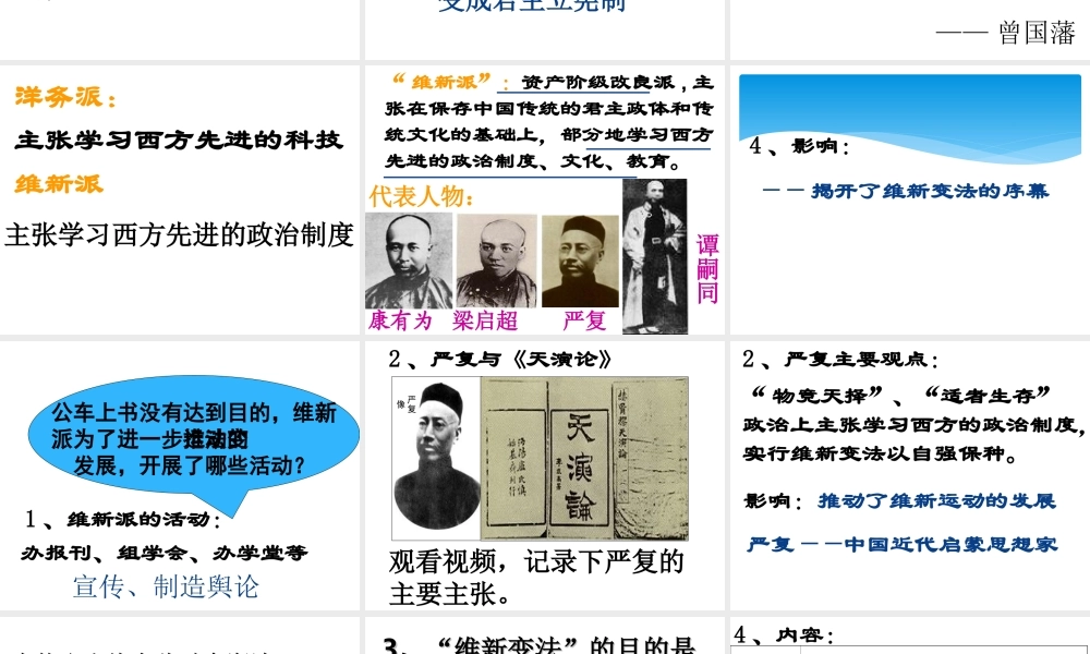 初中二年级历史上册第二单元近代化的艰难起步第7课维新变法运动第二课时课件