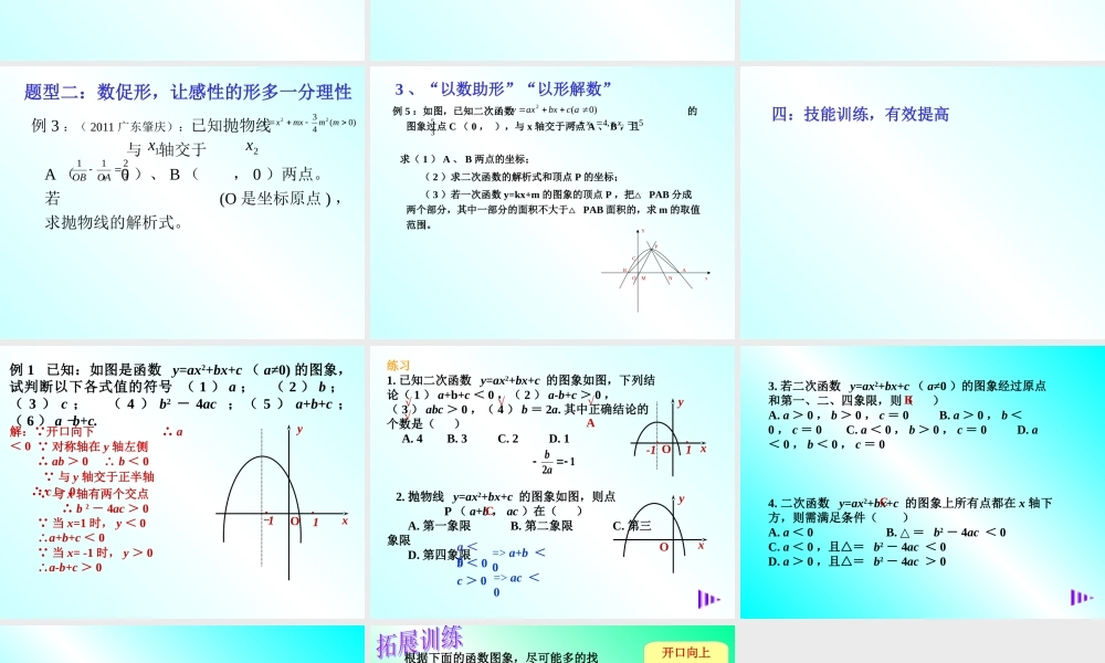 二次函数复习(数形结合)