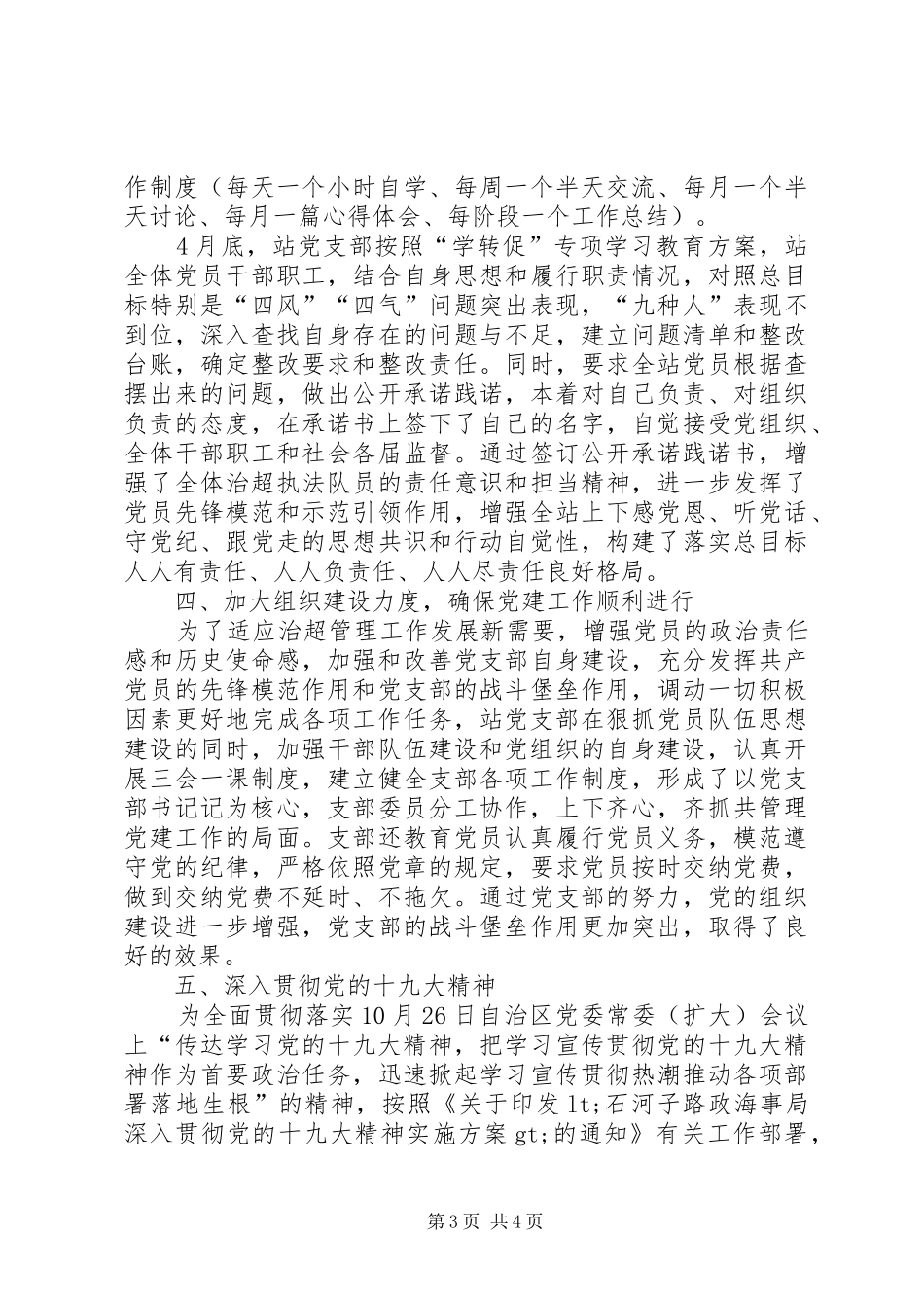 治超超限检测站党建工作总结_第3页