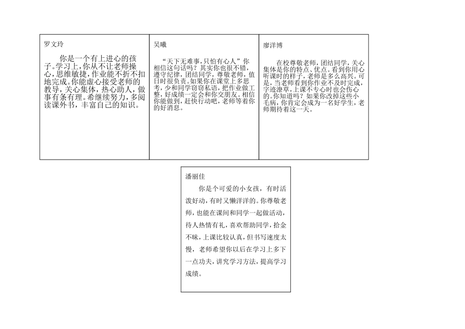 2013年上学生评语三7班_第3页