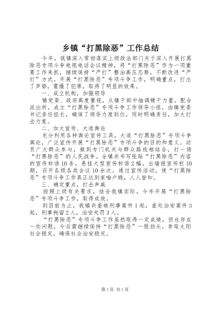乡镇“打黑除恶”工作总结