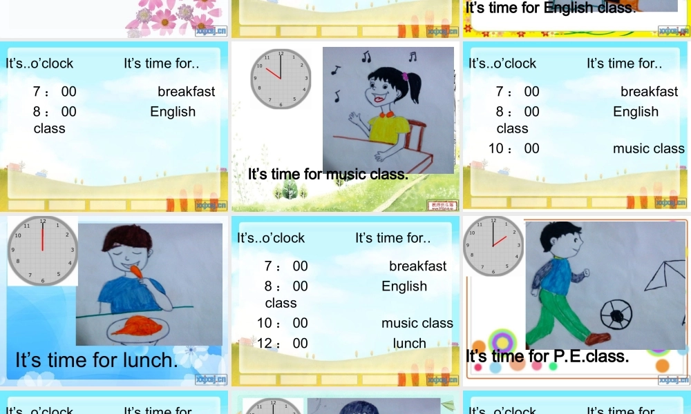 pep小学四年级英语下册unit2课件_What_time_is_it2