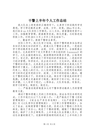 干警上半年个人工作总结