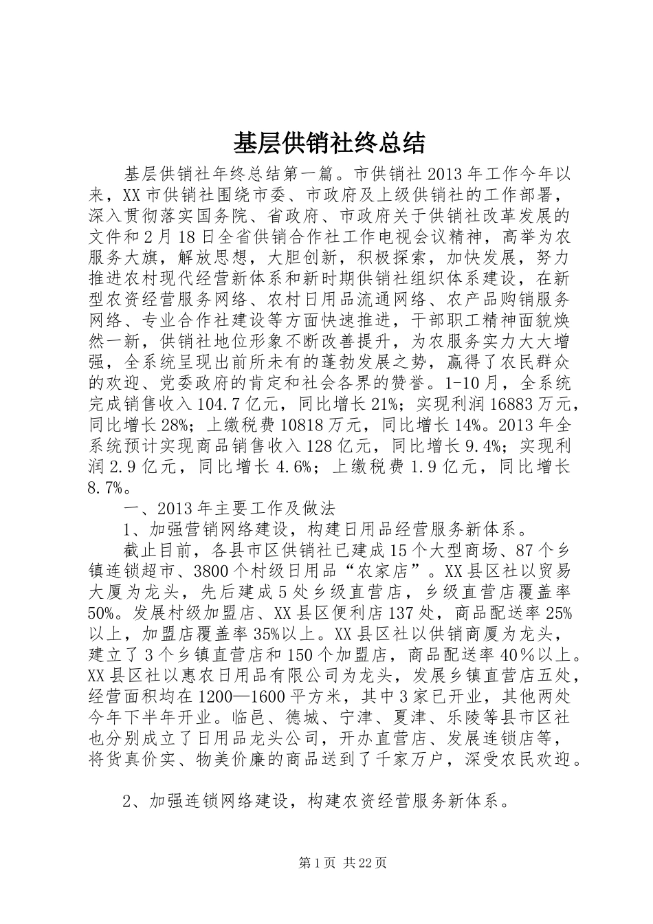 基层供销社终总结_第1页
