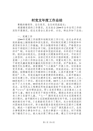 村党支年度工作总结