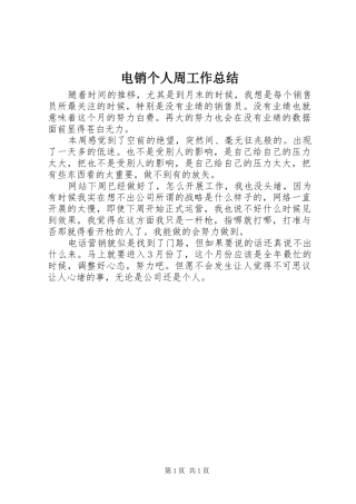 电销个人周工作总结