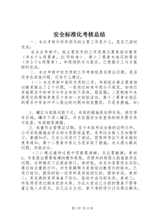 安全标准化考核总结