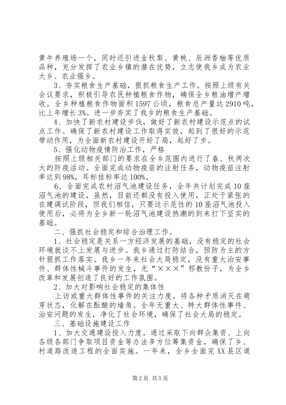 乡(镇)XX年政府工作总结_第2页