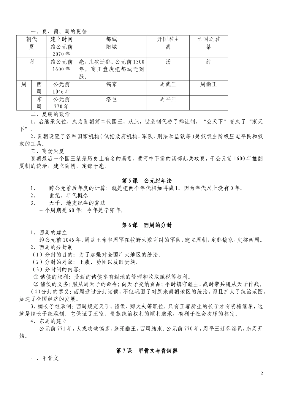 七年级上册历史复习提纲_第2页