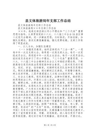 县文体旅游局年支部工作总结_1