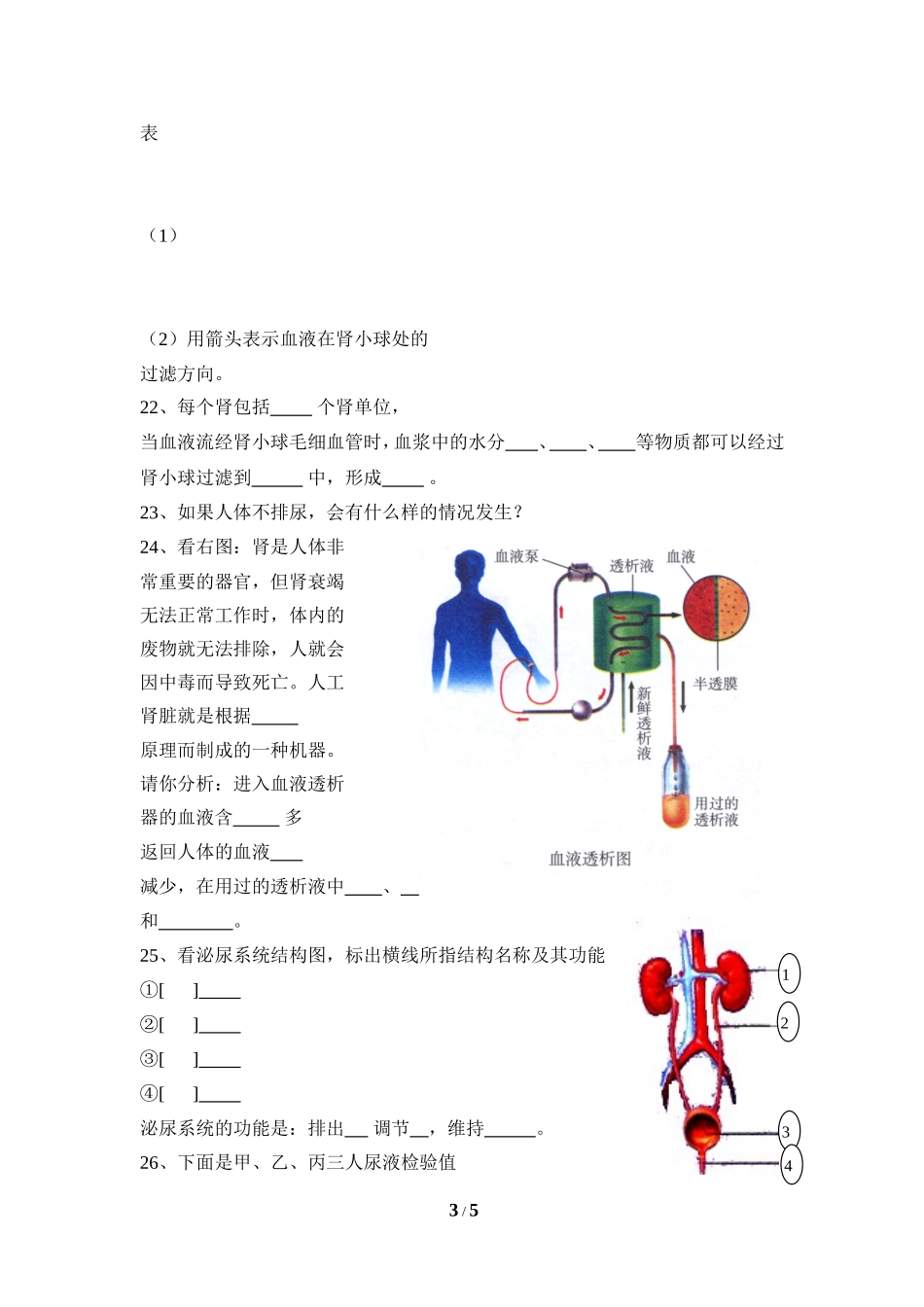 《人体内废物的排出》复习检测_第3页