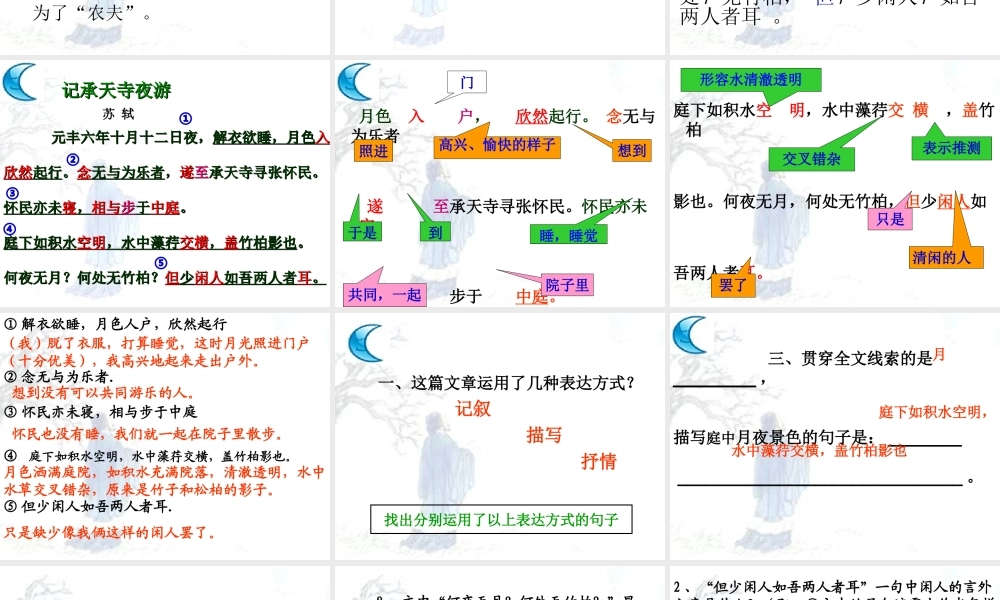 记承天寺夜游PPT