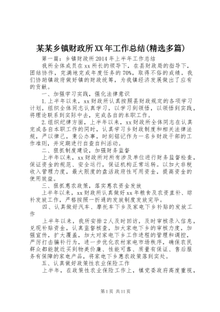 某某乡镇财政所XX年工作总结(精选多篇)