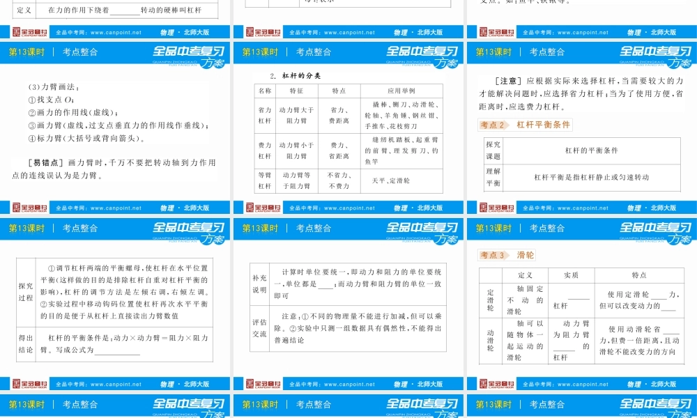 [全品原创]《中考复习方案》配套课件+北师大版++物理++第4单元-人与物理