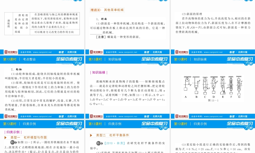 [全品原创]《中考复习方案》配套课件+北师大版++物理++第4单元-人与物理