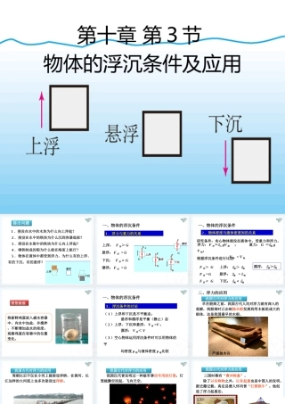 人教版物理第十章_第3节物体的浮沉条件及应用 (2)