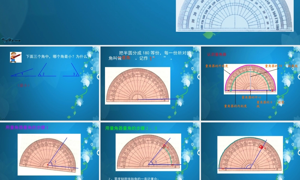 新人教版数学四年级上册《角的度量》课件1