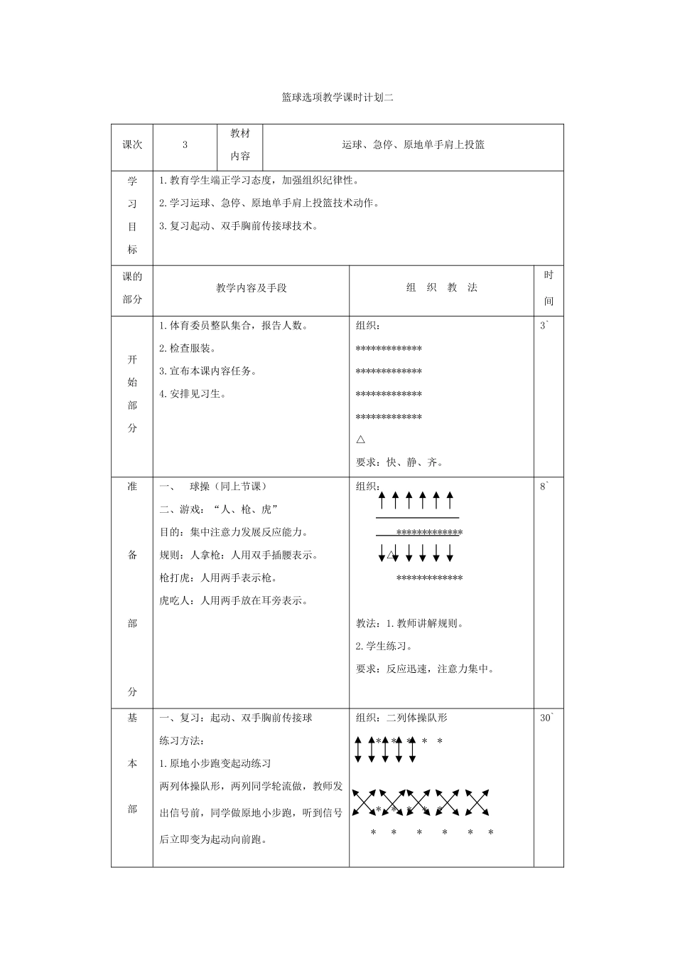 篮球选项教学课时计划二_第1页