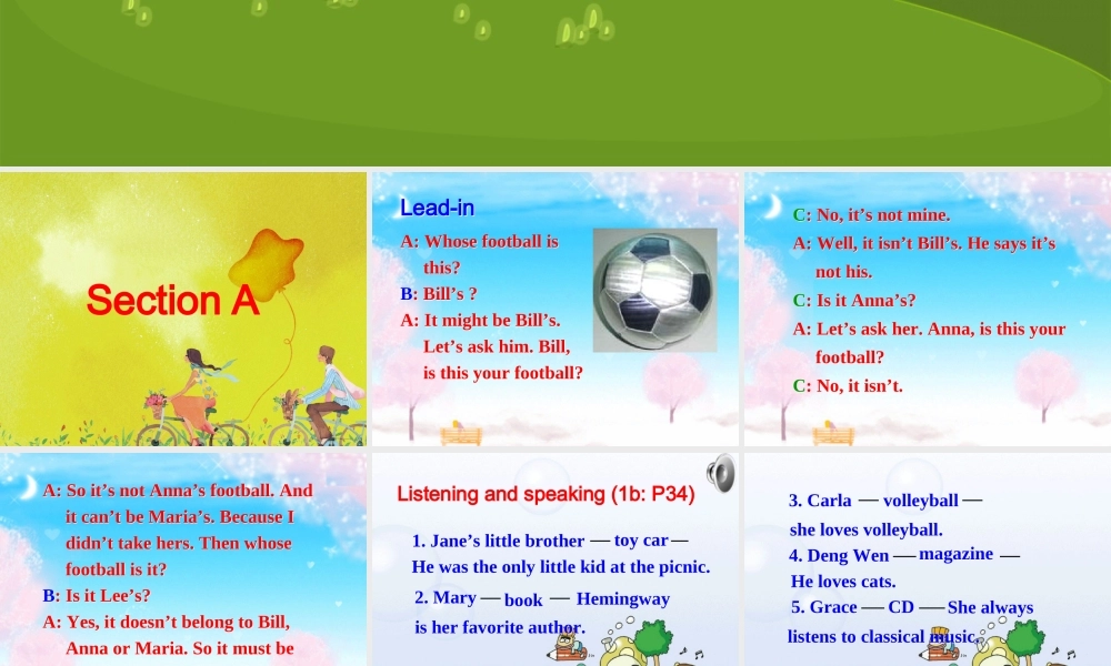 九年级英语Unit5ItmustbelongtoCarla新课标人教版